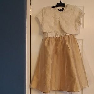 White and gold girl's dress with jacket